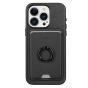 TUCCH iPhone 15 Pro Magnetic Phone Case with Removable Card Holder, Magsafe Compatible and Raised Edges for Screen and Camera Protection - Black