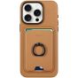 TUCCH iPhone 15 Pro Magnetic Phone Case with Removable Card Holder, Magsafe Compatible and Raised Edges for Screen and Camera Protection - Brown