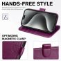 TUCCH iPhone 15 Pro Max Leather Wallet Case, iPhone 15 Pro Flip Phone Case - Plum Purple
