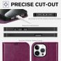 TUCCH iPhone 15 Pro Max Leather Wallet Case, iPhone 15 Pro Flip Phone Case - Plum Purple