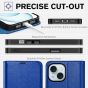 TUCCH iPhone 15 Wallet Case, iPhone 15 PU Leather Case - Klein Blue Full Grain