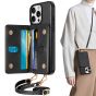 TUCCH iPhone 16 Pro Max Crossbody Wallet Case, iPhone 16 Pro Max Phone Case with Crossbody Lanyard Undetachable Wallet, RFID Blocking, 6 Card Slots, Leather Shockproof Leather Case for iPhone 16 Pro Max