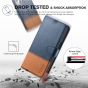 TUCCH iPhone 13 Wallet Case, iPhone 13 PU Leather Case, Folio Flip Cover with RFID Blocking, Credit Card Slots, Magnetic Clasp Closure - Blue & Brown