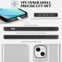 TUCCH iPhone 13 Wallet Case, iPhone 13 PU Leather Case, Flip Cover with Stand, Credit Card Slots, Magnetic Closure - Shiny Silver