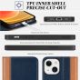TUCCH iPhone 13 Wallet Case, iPhone 13 PU Leather Case, Flip Cover with Stand, Credit Card Slots, Magnetic Closure - Dark Blue & Brown