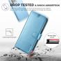 TUCCH iPhone 13 Pro Wallet Case, iPhone 13 Pro PU Leather Case, Folio Flip Cover with RFID Blocking and Kickstand - Shiny Light Blue