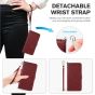TUCCH iPhone 13 Pro Max Wallet Case, iPhone 13 Pro Max PU Leather Case with Folio Flip Book RFID Blocking, Stand, Card Slots, Magnetic Clasp Closure Strap - Dark Red