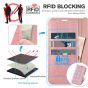 TUCCH iPhone 13 Pro Max Wallet Case, iPhone 13 Pro Max PU Leather Case with Folio Flip Book RFID Blocking, Stand, Card Slots, Magnetic Clasp Closure Strap - Rose Gold