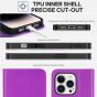 TUCCH iPhone 14 Pro Wallet Case, iPhone 14 Pro PU Leather Case with Folio Flip Book Cover, Kickstand, Card Slots, Magnetic Closure - Purple