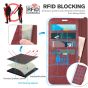 TUCCH iPhone 14 Wallet Case, iPhone 14 PU Leather Case, Folio Flip Cover with RFID Blocking, Credit Card Slots, Magnetic Clasp Closure - Strap - Dark Red