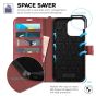 TUCCH iPhone 14 Wallet Case, iPhone 14 PU Leather Case, Folio Flip Cover with RFID Blocking, Credit Card Slots, Magnetic Clasp Closure - Strap - Dark Red