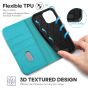 TUCCH iPhone 14 Pro Wallet Case, iPhone 14 Pro PU Leather Case with Folio Flip Book Cover, Kickstand, Card Slots, Magnetic Closure - Dark Blue & Lake Blue