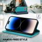 TUCCH iPhone 14 Pro Wallet Case, iPhone 14 Pro PU Leather Case with Folio Flip Book Cover, Kickstand, Card Slots, Magnetic Closure - Dark Blue & Lake Blue