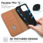 TUCCH iPhone 14 Pro Wallet Case, iPhone 14 Pro PU Leather Case with Folio Flip Book Cover, Kickstand, Card Slots, Magnetic Closure - Black & Brown