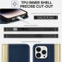 TUCCH iPhone 14 Pro Wallet Case, iPhone 14 Pro PU Leather Case with Folio Flip Book Cover, Kickstand, Card Slots, Magnetic Closure - Gold &  Dark Blue