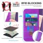 TUCCH iPhone 14 Pro Wallet Case, iPhone 14 Pro PU Leather Case with Folio Flip Book Cover, Kickstand, Card Slots, Magnetic Closure - Silver & Purple