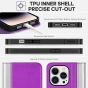 TUCCH iPhone 14 Pro Wallet Case, iPhone 14 Pro PU Leather Case with Folio Flip Book Cover, Kickstand, Card Slots, Magnetic Closure - Silver & Purple