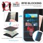 TUCCH iPhone 14 Pro Max Leather Case, iPhone 14 Pro Max PU Wallet Case with Stand Folio Flip Book Cover and Magnetic Closure - Light Blue & Black