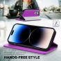 TUCCH iPhone 14 Pro Max Leather Case, iPhone 14 Pro Max PU Wallet Case with Stand Folio Flip Book Cover and Magnetic Closure - Purple & Silver