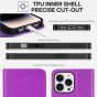 TUCCH iPhone 14 Pro Max Leather Case, iPhone 14 Pro Max PU Wallet Case with Stand Folio Flip Book Cover and Magnetic Closure - Purple