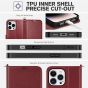 TUCCH iPhone 14 Pro Max Wallet Case, iPhone 14 Pro Max PU Leather Case with Folio Flip Book RFID Blocking, Stand, Card Slots, Magnetic Clasp Closure - Strap - Dark Red
