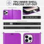 TUCCH iPhone 14 Pro Max Wallet Case, iPhone 14 Pro Max PU Leather Case with Folio Flip Book RFID Blocking, Stand, Card Slots, Magnetic Clasp Closure - Strap - Purple