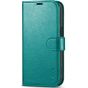 TUCCH iPhone 15 Pro Max Leather Wallet Case, iPhone 15 Pro Max Flip Phone Case - Full Grain Cyan