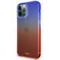 TUCCH iPhone 12 Pattern Case, iPhone 12 Pro Clear Floral Case with Hard Back Soft Frame, Pattern in the Middle Layer, Soft Flexible Shockproof TPU Case - Blue&Red