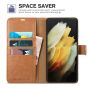 TUCCH SAMSUNG S21FE Wallet Case, SAMSUNG Galaxy S21 FE Case with Magnetic Clasp - Light Brown