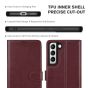 TUCCH SAMSUNG GALAXY S22 Plus Wallet Case, SAMSUNG S22 Plus PU Leather Case Book Flip Folio Cover - Wine Red