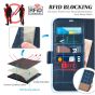 TUCCH SAMSUNG S22 Ultra Wallet Case, SAMSUNG Galaxy S22 Ultra PU Leather Cover Book Flip Folio Case - Blue & Brown