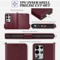 TUCCH SAMSUNG S23 Ultra Wallet Case, SAMSUNG Galaxy S23 Ultra PU Leather Cover Book Flip Folio Case - Wrist Strap - Wine Red