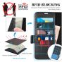 TUCCH SAMSUNG S23 Ultra Wallet Case, SAMSUNG Galaxy S23 Ultra PU Leather Cover Book Flip Folio Case - Black & Light Blue