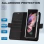 TUCCH SAMSUNG GALAXY Z FOLD 3 Wallet Case, SAMSUNG Z FOLD 3 Flip Case with S Pen Holder - Black
