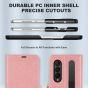 TUCCH SAMSUNG GALAXY Z FOLD 3 Wallet Case, SAMSUNG Z FOLD 3 Flip Case with S Pen Holder - Rose Gold