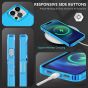 SHIELDON iPhone 13 Pro Max Clear Case Anti-Yellowing, Transparent Thin Slim Anti-Scratch Shockproof PC+TPU Case with Tempered Glass Screen Protector for iPhone 13 Pro Max Crystal Clear - Blue