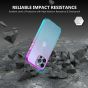 SHIELDON iPhone 13 Pro Max Clear Case Anti-Yellowing, Transparent Thin Slim Anti-Scratch Shockproof PC+TPU Case with Tempered Glass Screen Protector for iPhone 13 Pro Max Crystal Clear - Purple&Blue