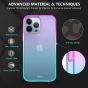 SHIELDON iPhone 13 Pro Max Clear Case Anti-Yellowing, Transparent Thin Slim Anti-Scratch Shockproof PC+TPU Case with Tempered Glass Screen Protector for iPhone 13 Pro Max Crystal Clear - Purple&Blue