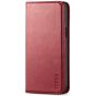 TUCCH iPhone 14 Wallet Case, iPhone 14 PU Leather Case, Flip Cover with Stand, Credit Card Slots, Magnetic Closure - Dark Red
