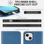 TUCCH iPhone 14 Wallet Case, iPhone 14 PU Leather Case, Flip Cover with Stand, Credit Card Slots, Magnetic Closure - Light Blue