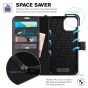TUCCH iPhone 14 Wallet Case, iPhone 14 PU Leather Case, Folio Flip Cover with RFID Blocking, Credit Card Slots, Magnetic Clasp Closure - Strap - Black