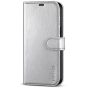 TUCCH iPhone 14 Wallet Case, iPhone 14 PU Leather Case, Folio Flip Cover with RFID Blocking, Credit Card Slots, Magnetic Clasp Closure - Shiny Silver