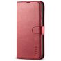 TUCCH iPhone 14 Plus Wallet Case, Mini iPhone 14 Plus 6.7-inch Leather Case, Folio Flip Cover with RFID Blocking, Stand, Credit Card Slots, Magnetic Clasp Closure - Dark Red