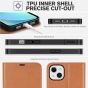 TUCCH iPhone 14 Plus Wallet Case, Mini iPhone 14 Plus 6.7-inch Leather Case, Folio Flip Cover with RFID Blocking, Stand, Credit Card Slots, Magnetic Clasp Closure - Light Brown