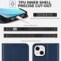 TUCCH iPhone 14 Wallet Case, iPhone 14 PU Leather Case, Folio Flip Cover with RFID Blocking, Credit Card Slots, Magnetic Clasp Closure - Dark Blue & Brown