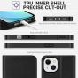 TUCCH iPhone 14 Wallet Case, iPhone 14 PU Leather Case, Folio Flip Cover with RFID Blocking, Credit Card Slots, Magnetic Clasp Closure - Black & Grey