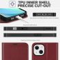 TUCCH iPhone 14 Wallet Case, iPhone 14 PU Leather Case, Folio Flip Cover with RFID Blocking, Credit Card Slots, Magnetic Clasp Closure - Dark Red