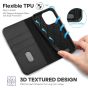 TUCCH iPhone 14 Pro Max Leather Case, iPhone 14 Pro Max PU Wallet Case with Stand Folio Flip Book Cover and Magnetic Closure - Black & Grey