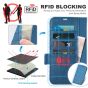 TUCCH SAMSUNG GALAXY Z FOLD4 5G Wallet Case with S Pen Holder Dual Magnetic Tab Closure Book Folio Flip Style - Light Blue