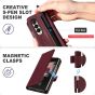 TUCCH SAMSUNG GALAXY Z FOLD4 5G Wallet Case with S Pen Holder Dual Magnetic Tab Closure Book Folio Flip Style - Wine Red